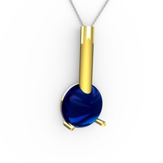 Rima Kolye - Lab safir 18 ayar altın kolye (40 cm beyaz altın rolo zincir) #1mp8nxp
