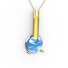 Rima Kolye - Akuamarin 18 ayar altın kolye (40 cm gümüş rolo zincir) #1oczjtt