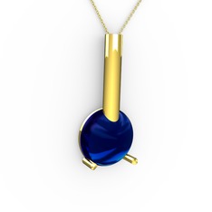 Rima Kolye - Lab safir 925 ayar altın kaplama gümüş kolye (40 cm altın rolo zincir) #1q0suf