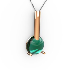 Rima Kolye - Yeşil kuvars 925 ayar rose altın kaplama gümüş kolye (40 cm gümüş rolo zincir) #1qrswt2