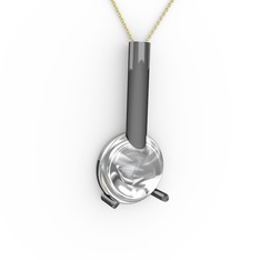 Rima Kolye - Swarovski 925 ayar siyah rodyum kaplama gümüş kolye (40 cm gümüş rolo zincir) #1qyx3rb