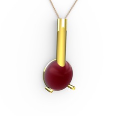 Rima Kolye - Kök yakut 8 ayar altın kolye (40 cm rose altın rolo zincir) #1reac95