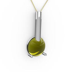 Peridot 8 ayar beyaz altın kolye (40 cm altın rolo zincir)