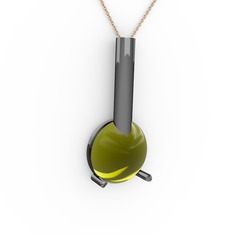 Rima Kolye - Peridot 925 ayar siyah rodyum kaplama gümüş kolye (40 cm gümüş rolo zincir) #1unmh5c