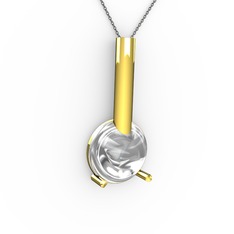 Rima Kolye - Beyaz zirkon 14 ayar altın kolye (40 cm gümüş rolo zincir) #1uqeb38