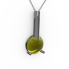 Rima Kolye - Peridot 925 ayar siyah rodyum kaplama gümüş kolye (40 cm gümüş rolo zincir) #1v0tyz1