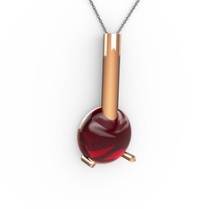 Rima Kolye - Garnet 18 ayar rose altın kolye (40 cm gümüş rolo zincir) #1xgx7q2
