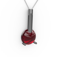 Rima Kolye - Garnet 925 ayar siyah rodyum kaplama gümüş kolye (40 cm gümüş rolo zincir) #1xmds1t