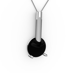 Rima Kolye - Siyah zirkon 925 ayar gümüş kolye (40 cm gümüş rolo zincir) #1xzltbe