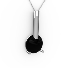 Rima Kolye - Siyah zirkon 18 ayar beyaz altın kolye (40 cm gümüş rolo zincir) #1y2kb01