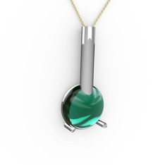 Rima Kolye - Yeşil kuvars 925 ayar gümüş kolye (40 cm altın rolo zincir) #4nv4am