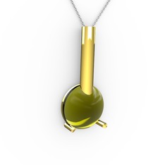 Peridot 925 ayar altın kaplama gümüş kolye (40 cm beyaz altın rolo zincir)