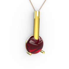 Rima Kolye - Garnet 18 ayar altın kolye (40 cm rose altın rolo zincir) #efder4