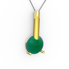 Rima Kolye - Kök zümrüt 14 ayar altın kolye (40 cm gümüş rolo zincir) #ej6s9m