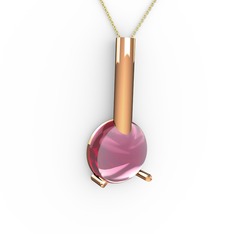 Rima Kolye - Pembe kuvars 14 ayar rose altın kolye (40 cm altın rolo zincir) #i0y7p1