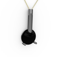 Rima Kolye - Siyah zirkon 925 ayar siyah rodyum kaplama gümüş kolye (40 cm altın rolo zincir) #iarjxo