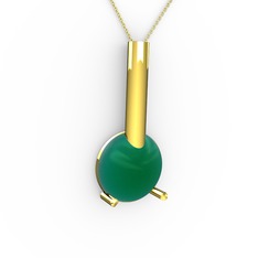 Rima Kolye - Kök zümrüt 925 ayar altın kaplama gümüş kolye (40 cm altın rolo zincir) #kdf09l
