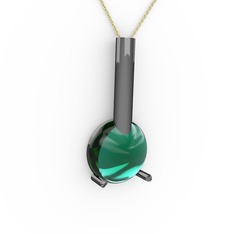 Rima Kolye - Yeşil kuvars 925 ayar siyah rodyum kaplama gümüş kolye (40 cm gümüş rolo zincir) #kebnca