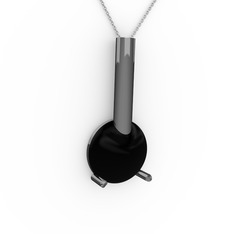 Siyah zirkon 925 ayar siyah rodyum kaplama gümüş kolye (40 cm gümüş rolo zincir)