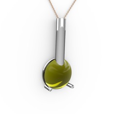 Rima Kolye - Peridot 925 ayar gümüş kolye (40 cm rose altın rolo zincir) #lyoos1