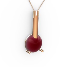 Rima Kolye - Kök yakut 18 ayar rose altın kolye (40 cm gümüş rolo zincir) #mia24m