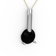 Rima Kolye - Siyah zirkon 8 ayar beyaz altın kolye (40 cm altın rolo zincir) #nx1wbj