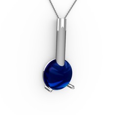 Rima Kolye - Lab safir 18 ayar beyaz altın kolye (40 cm gümüş rolo zincir) #o2jxab