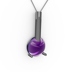 Rima Kolye - Ametist 925 ayar siyah rodyum kaplama gümüş kolye (40 cm gümüş rolo zincir) #pqb7u3