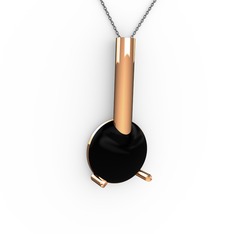 Rima Kolye - Siyah zirkon 18 ayar rose altın kolye (40 cm gümüş rolo zincir) #q4m3w