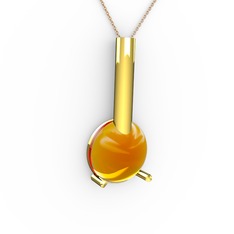 Rima Kolye - Sitrin 18 ayar altın kolye (40 cm rose altın rolo zincir) #rc0843