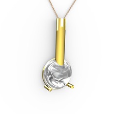 Swarovski 925 ayar altın kaplama gümüş kolye (40 cm rose altın rolo zincir)