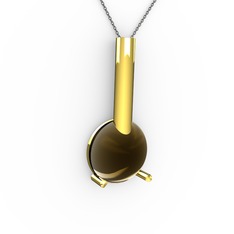 Rima Kolye - Dumanlı kuvars 8 ayar altın kolye (40 cm gümüş rolo zincir) #v49dz9