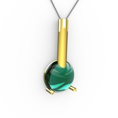 Rima Kolye - Yeşil kuvars 925 ayar altın kaplama gümüş kolye (40 cm gümüş rolo zincir) #vru6x3