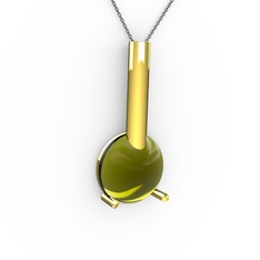 Peridot 18 ayar altın kolye (40 cm gümüş rolo zincir)