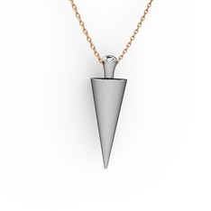 Rock Chic Kolye - 8 ayar beyaz altın kolye (40 cm rose altın rolo zincir) #17bgnd3