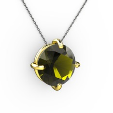 Soley Kolye - Peridot 18 ayar altın kolye (40 cm gümüş rolo zincir) #12x5b2p