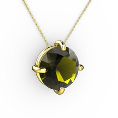 Soley Kolye - Peridot 925 ayar altın kaplama gümüş kolye (40 cm gümüş rolo zincir) #1372ijb