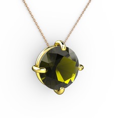 Peridot 18 ayar altın kolye (40 cm gümüş rolo zincir)