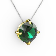 Soley Kolye - Yeşil kuvars 14 ayar altın kolye (40 cm gümüş rolo zincir) #13pohmq