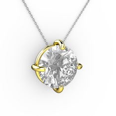 Swarovski 925 ayar altın kaplama gümüş kolye (40 cm beyaz altın rolo zincir)