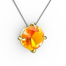 Sitrin 18 ayar altın kolye (40 cm gümüş rolo zincir)