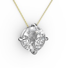 Soley Kolye - Swarovski 14 ayar beyaz altın kolye (40 cm altın rolo zincir) #18g4uuh