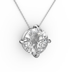 Soley Kolye - Swarovski 14 ayar beyaz altın kolye (40 cm beyaz altın rolo zincir) #197iwwe