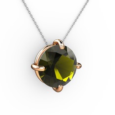 Soley Kolye - Peridot 14 ayar rose altın kolye (40 cm beyaz altın rolo zincir) #197lrz3