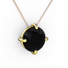 Soley Kolye - Siyah zirkon 18 ayar altın kolye (40 cm rose altın rolo zincir) #19xmkl5