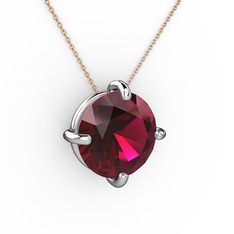 Rodolit garnet 925 ayar gümüş kolye (40 cm gümüş rolo zincir)