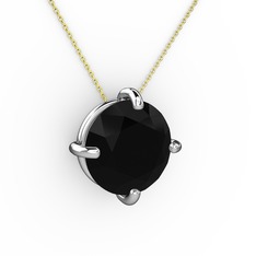 Soley Kolye - Siyah zirkon 925 ayar gümüş kolye (40 cm altın rolo zincir) #1h9p0w2