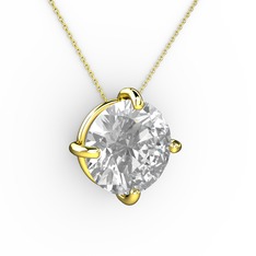 Soley Kolye - Beyaz zirkon 18 ayar altın kolye (40 cm altın rolo zincir) #1i5h64j