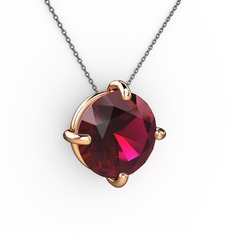 Soley Kolye - Rodolit garnet 14 ayar rose altın kolye (40 cm gümüş rolo zincir) #1jcytph