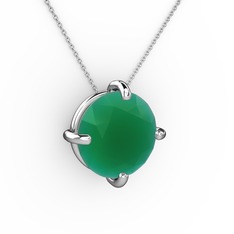 Soley Kolye - Kök zümrüt 18 ayar beyaz altın kolye (40 cm gümüş rolo zincir) #1pllbn0